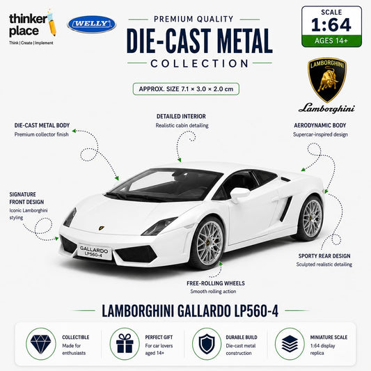 Welly 1:64 Lamborghini Gallardo LP560-4 White Die-Cast Metal Model Car
