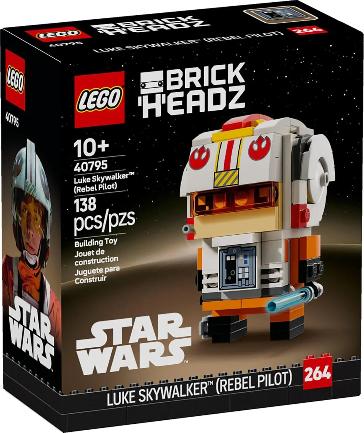 LEGO® 40795 BrickHeadz™ Star Wars™ Luke Skywalker (Rebel Pilot) – Collectible Building Figure (138 Pieces)