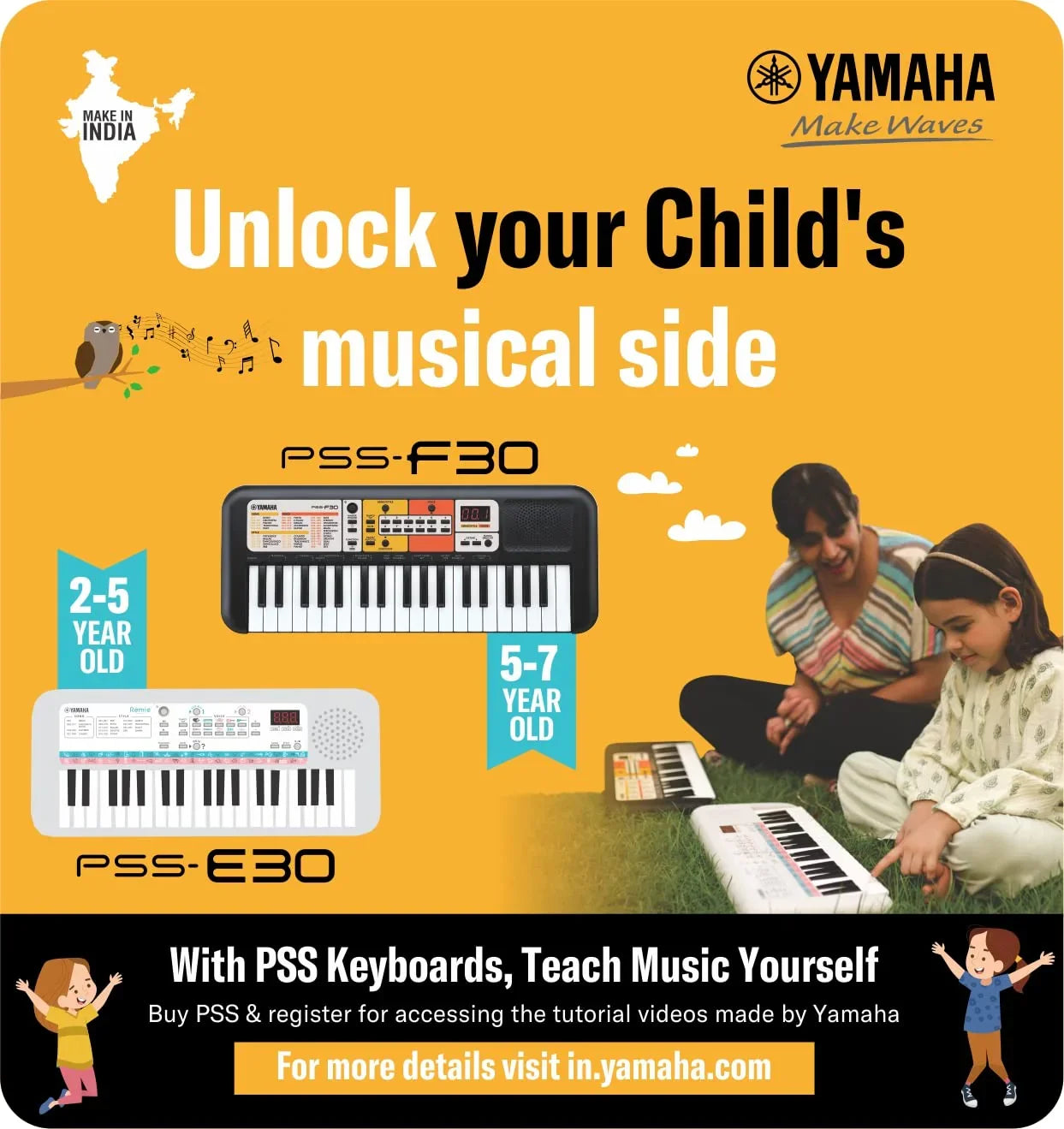 Yamaha PSS-F30, 37-Keys Portable Mini Keyboard - Jaiman Toys