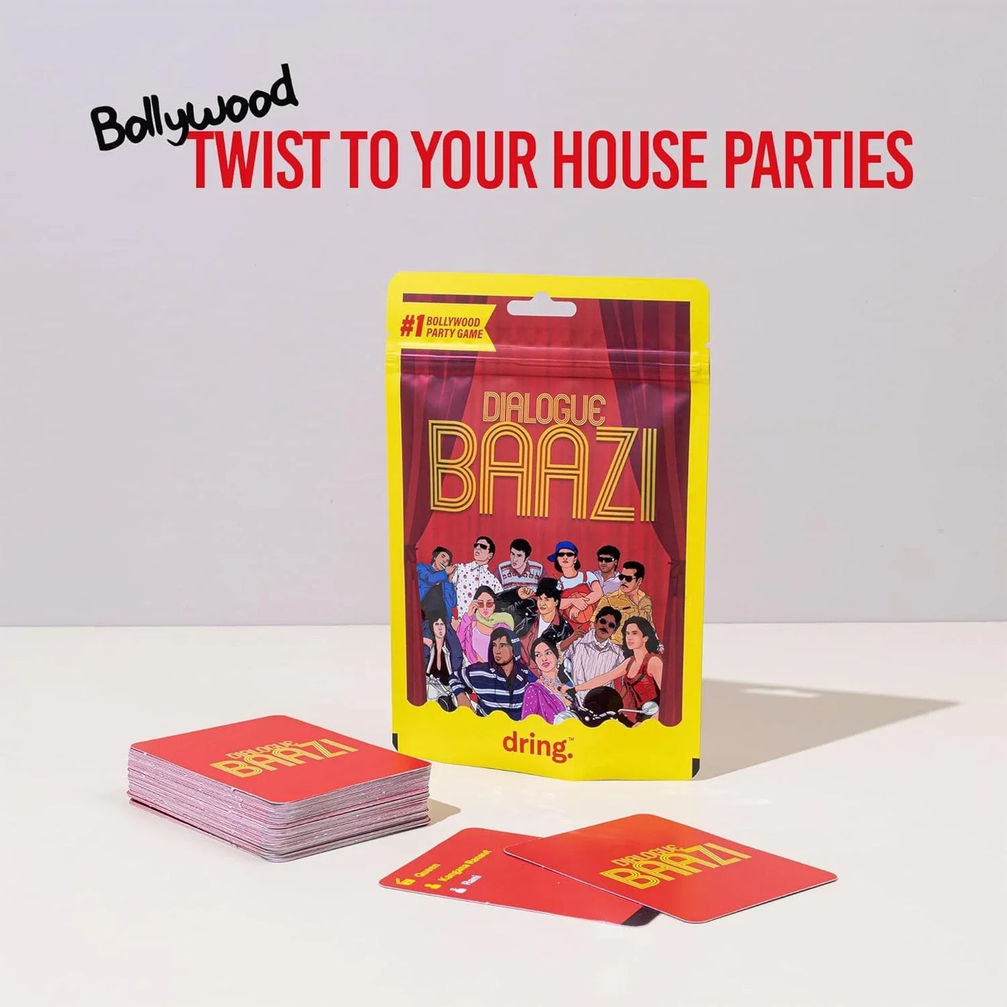Dialogue Baazi Card Game : The Ultimate Bollywood Party Game | 100 Cards of Filmy Fun for Friends & Adults - Jaiman Toys