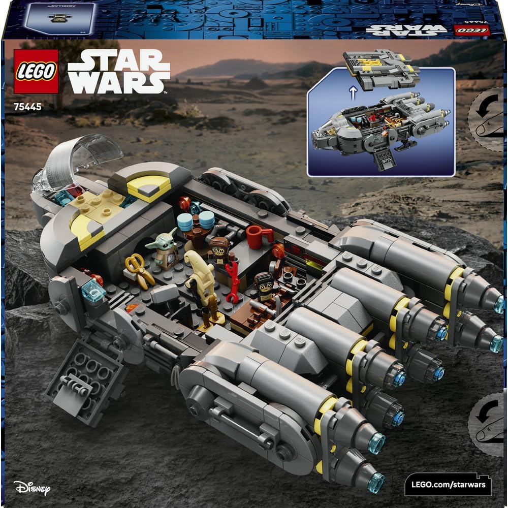 LEGO 75445 Star Wars Anzellan Starship Toy - The Mandalorian and Grogu Model Kit w/ 3 Figures & a Droid Workshop - Birthday Gift for 9+ Year Old Boys, Girls & Fans