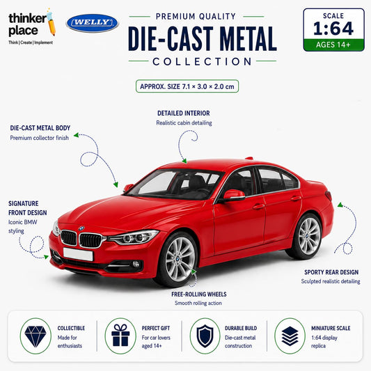 Welly 1:64 BMW 330i Red Die-Cast Metal Model Car