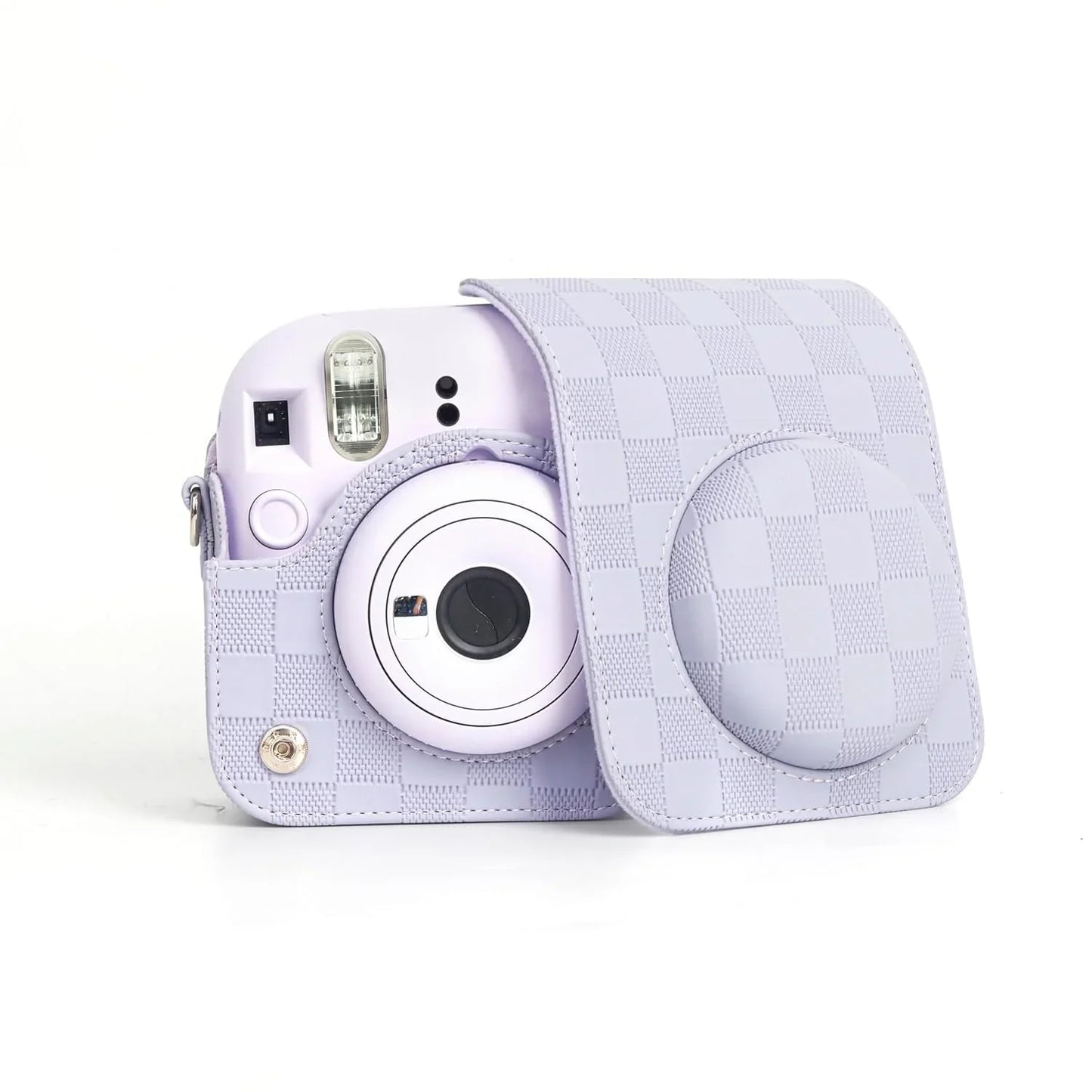 Fujifilm Instax Mini 12 Instant Camera + 20 Shots Films + 1x Chessboard PU Camera Case + 10x Photo Sticker + 1x Photo Stand + 1x Close up Selfie Lens - Lilac Purple, Mini 12 - Jaiman Toys