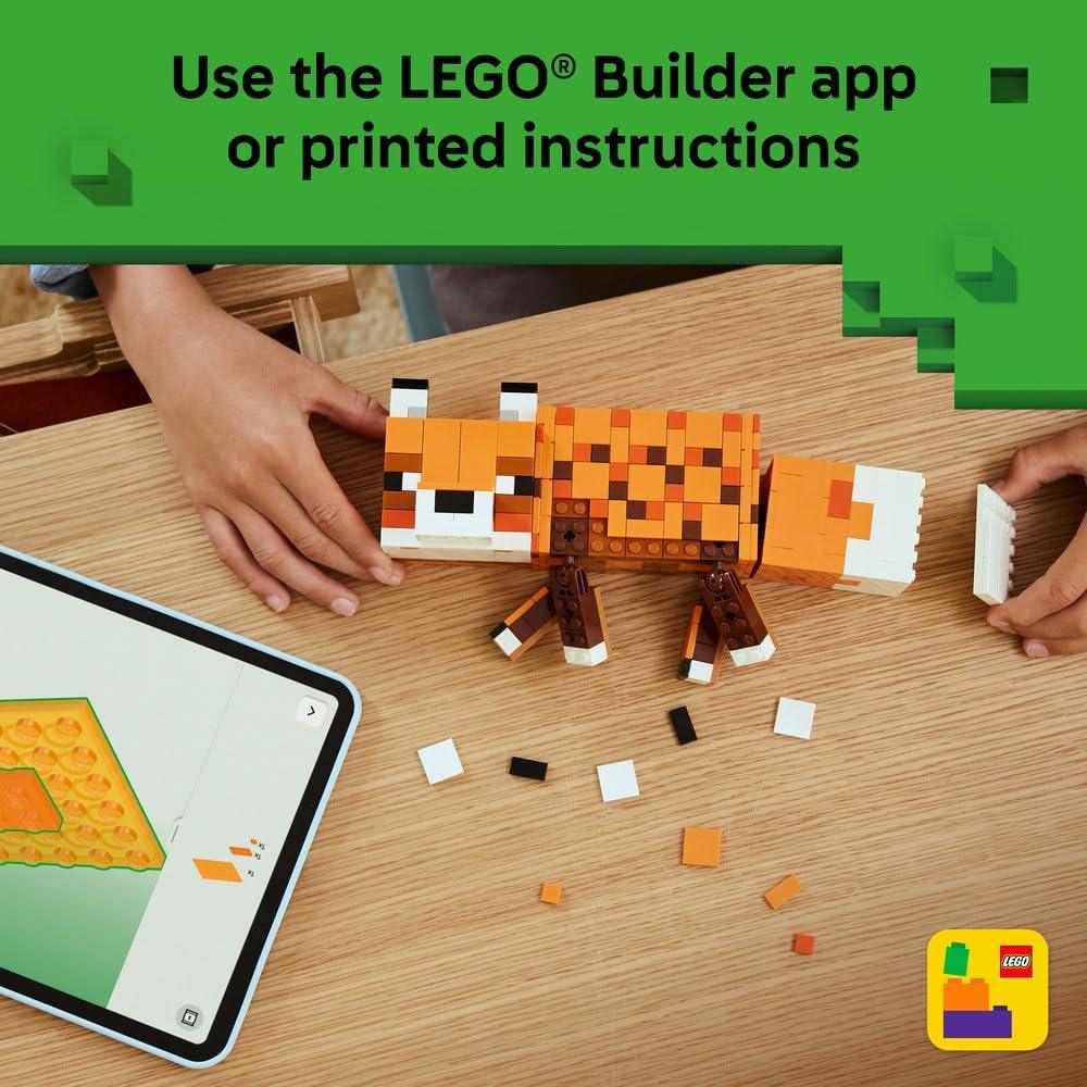 LEGO Minecraft 21588 The Fox Toy - 3D Puzzle Animal Figure with Accessories - DIY Gaming Room or Bedroom Decor - Birthday Gift Idea for 10+ Year Old Boys, Girls & Fans