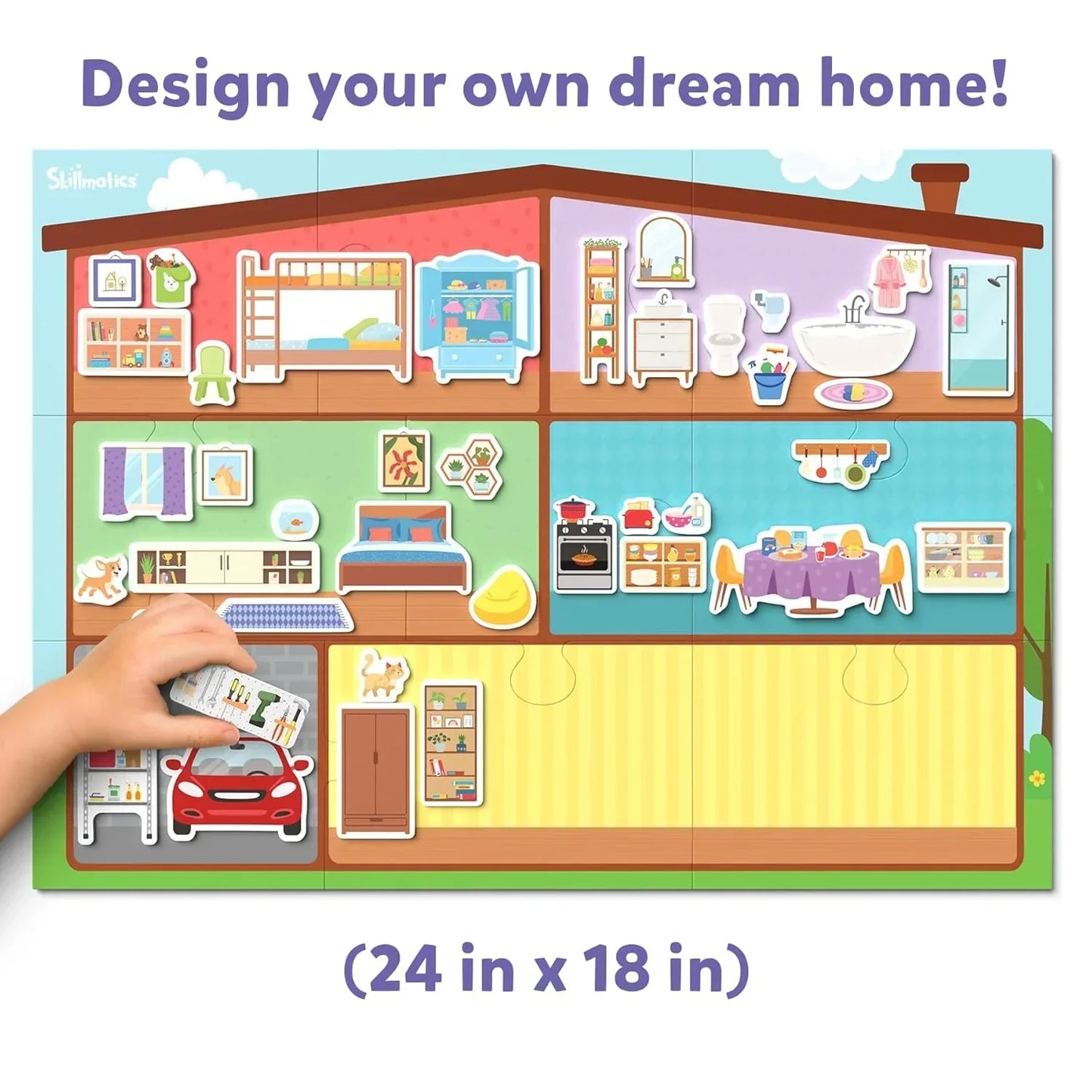 Skillmatics Creative Toy Magnetopia - Design Your Home, Interactive Pretend Play Set for Kids, Toddlers, 60+ Magnetic Pieces, Preschool Learning Game, Gifts for Girls & Boys Ages 3, 4, 5, 6, 7 - Jaiman Toys