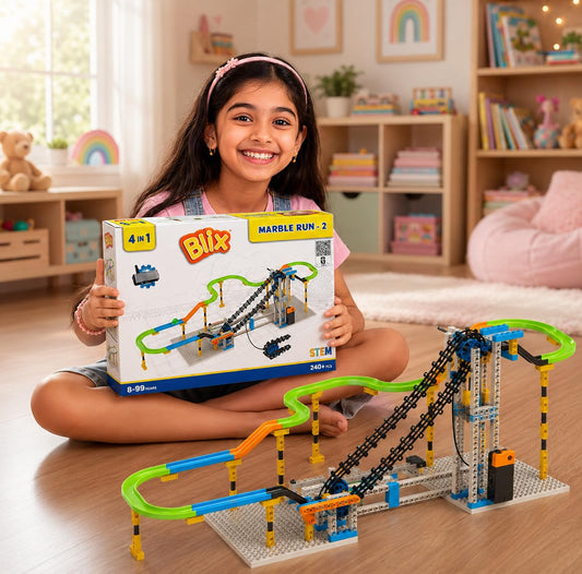 Blix Marble Run 2 – 240+ Piece Motorised 4-in-1 STEM Building Kit, Ages 8+