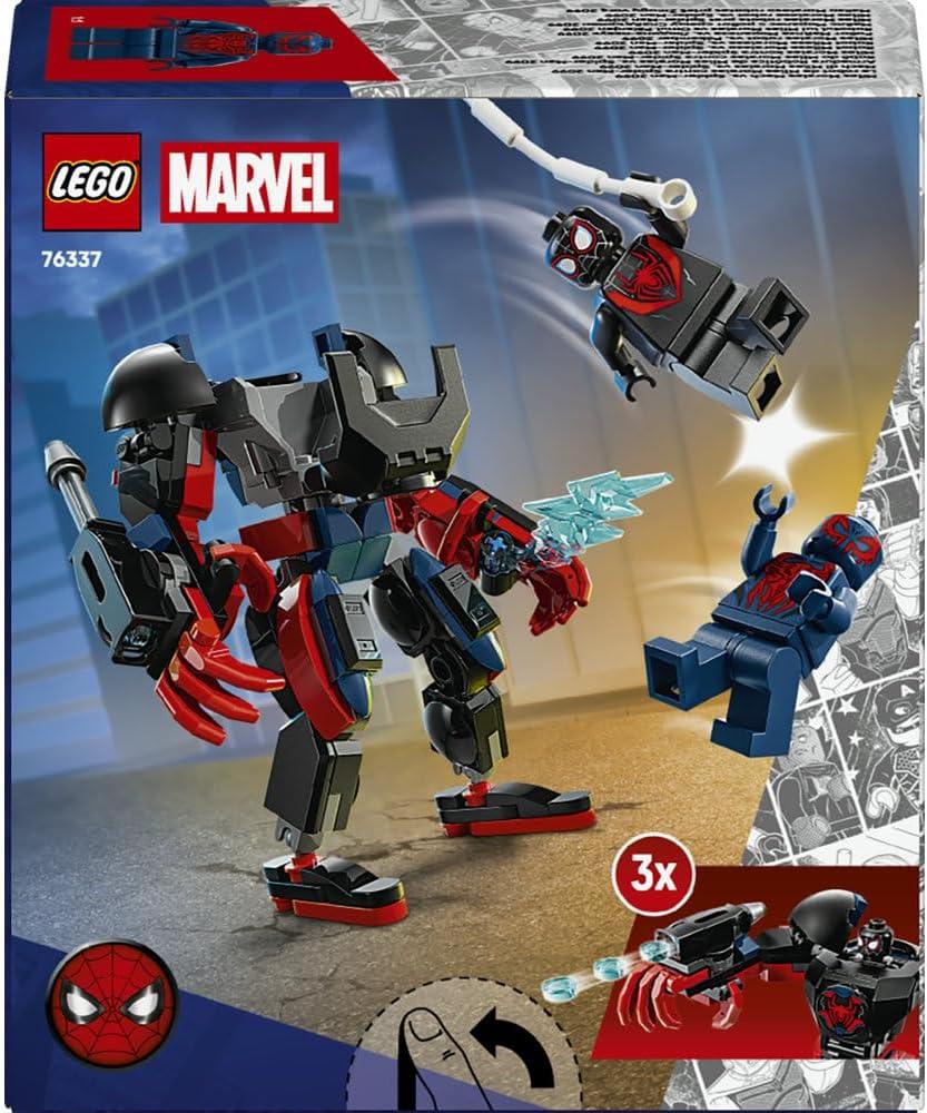 LEGO | Marvel 76337 Miles Morales Mech vs. Spider-Man 2099 - Superhero Toy w/an Action Figure & 2 Minifigures, plus Razor Web and Power Blast Elements - Gift for 6+ Year Old Boys