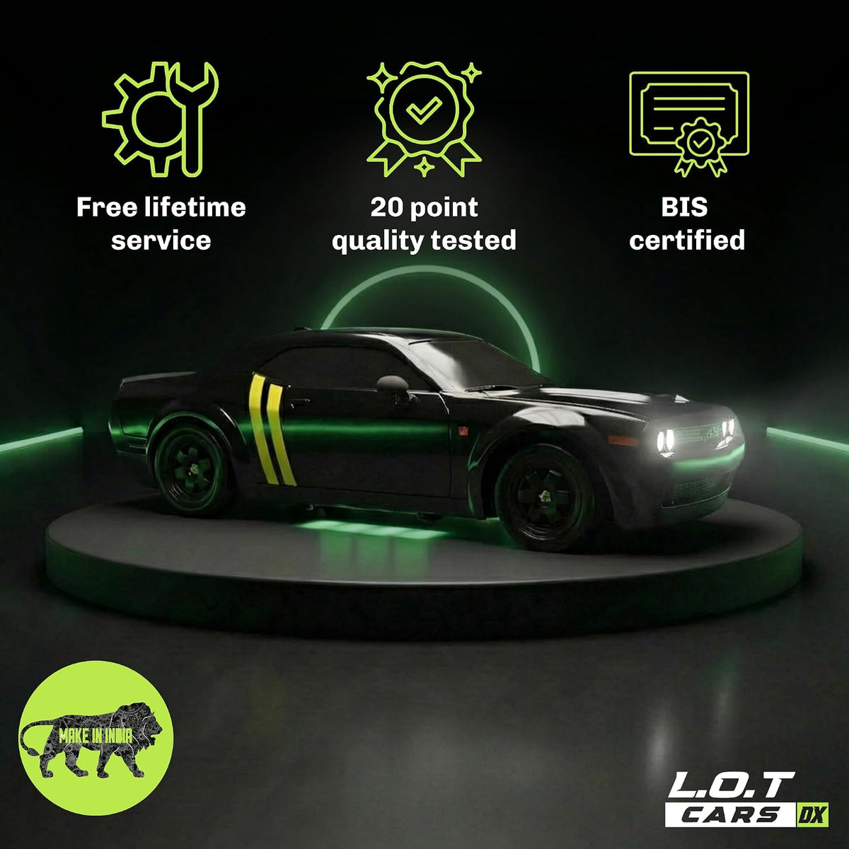 L.O.T Cars Shadow RC Drifter Tarmac Black | 1:20 Scale Remote Control Drift Car with 2.4GHz Wireless Remote, 4WD, Variable Speed Steering, LED Lights & Dual Speed Mode