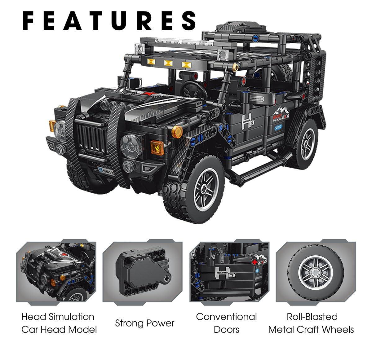 ThinkerPlace 1:14 DIY Blocks Pull-Back Jeep | Buildable STEM Construction Off-Road Toy Car for Kids 8+