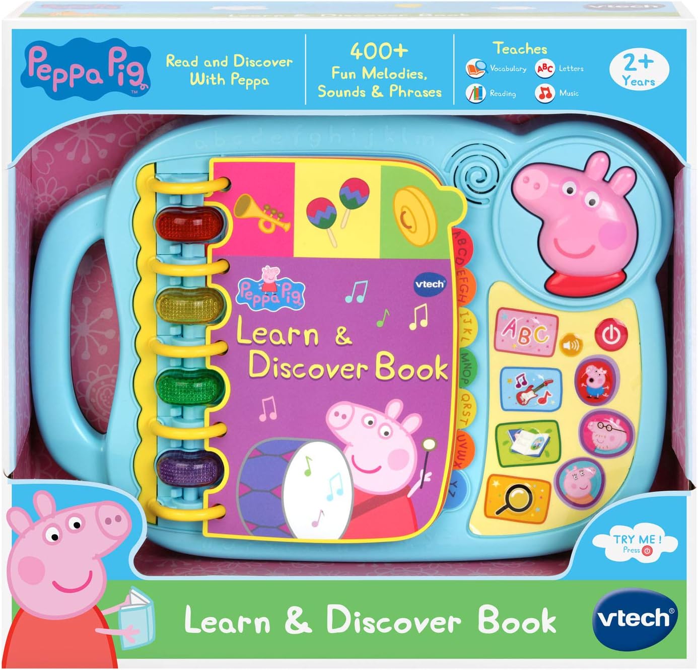 VTech Peppa Pig Learn & Discover Book | Interactive Light-Up Educational Activity Book with Sounds, Music & Vocabulary Learning for Toddlers