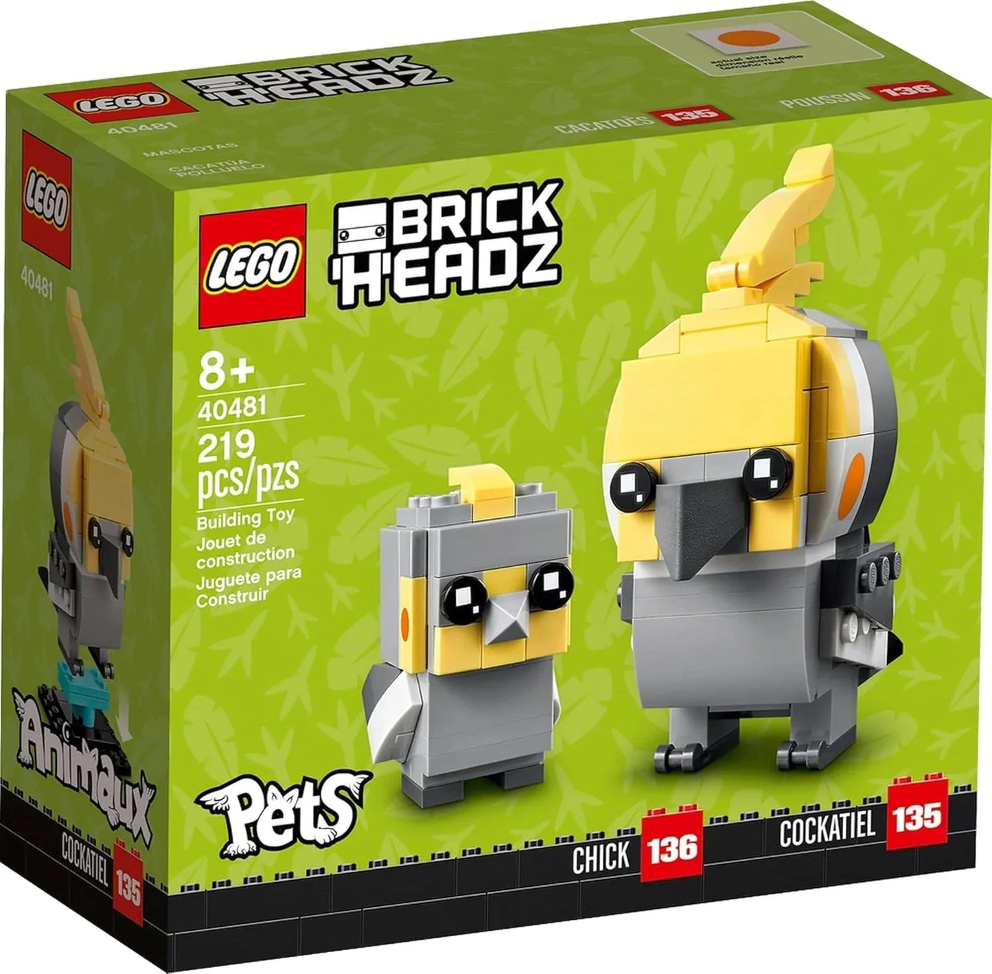 Lego BrickHeadz Pets Cockatiel 40481 Bird (219 Pieces) - Jaiman Toys