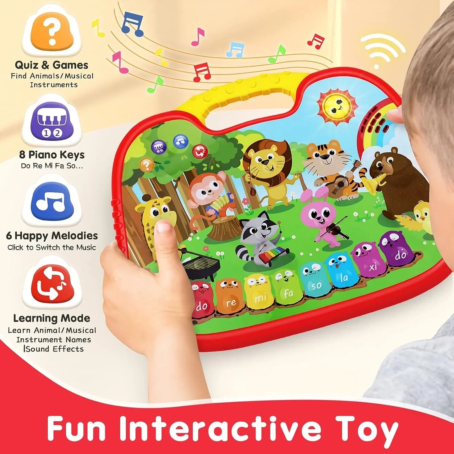 FiveStar Infant Animal Reading Piano – Interactive Baby Toy with Lights, Sounds & 3 Learning Modes | Educational Gift for Toddlers - Jaiman Toys