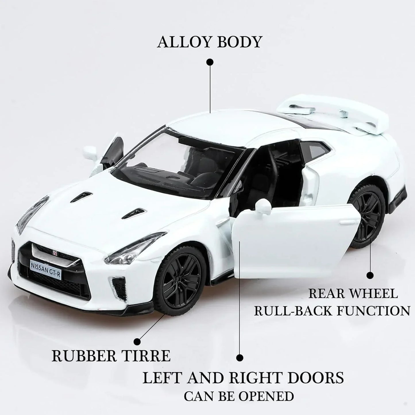 RMZ City 1:36 Nissan GT-R (R35) Diecast Car – Blue| Openable Doors, Pull Back & Go with two variants