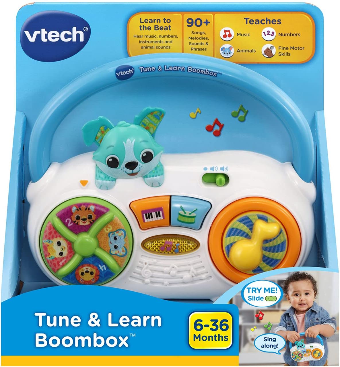VTech Tune & Learn Boombox Musical Learning Toy for Babies & Toddlers | Interactive Music, Animal Sounds & Early Learning