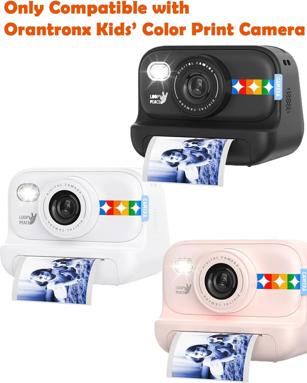 Instant Print Camera – 1080P Digital Video, Photo & Travel Toy Gift (White)