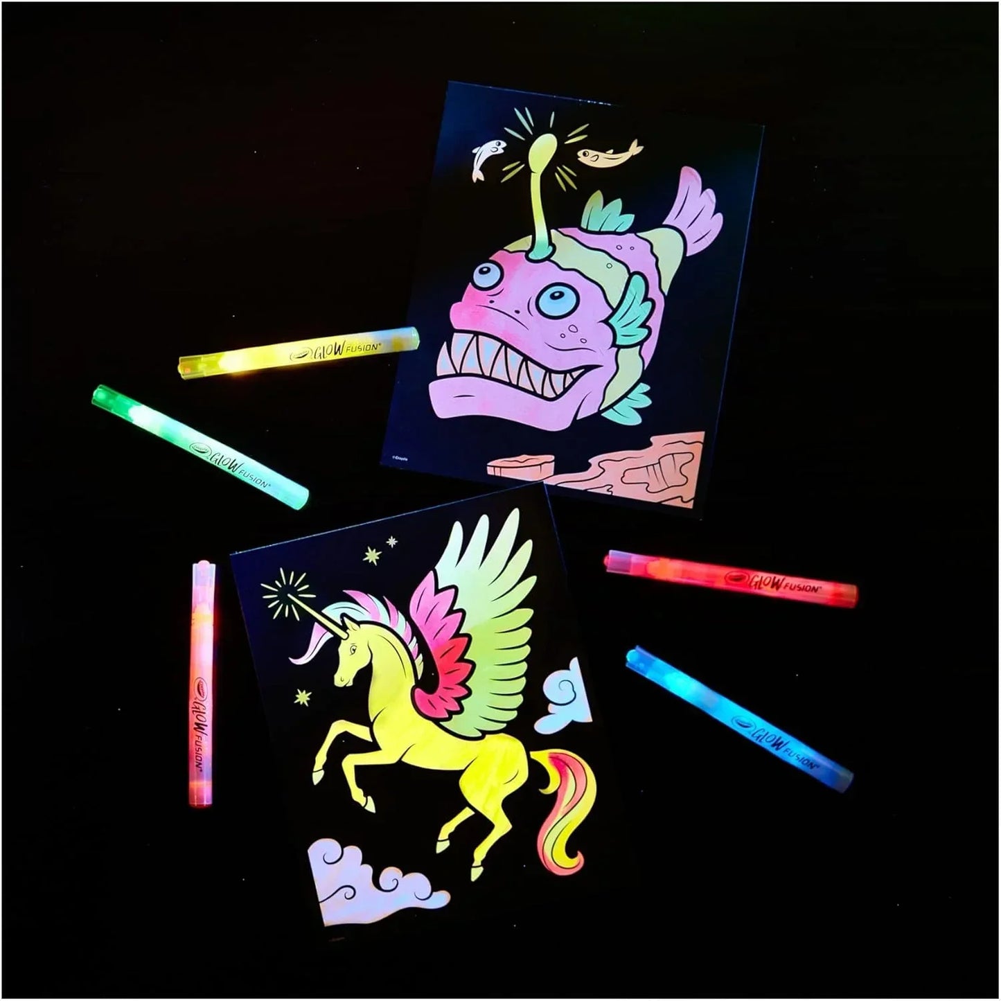 Crayola Juego de marcadores Glow Fusion para colorear - Mythical Creatures - Jaiman Toys