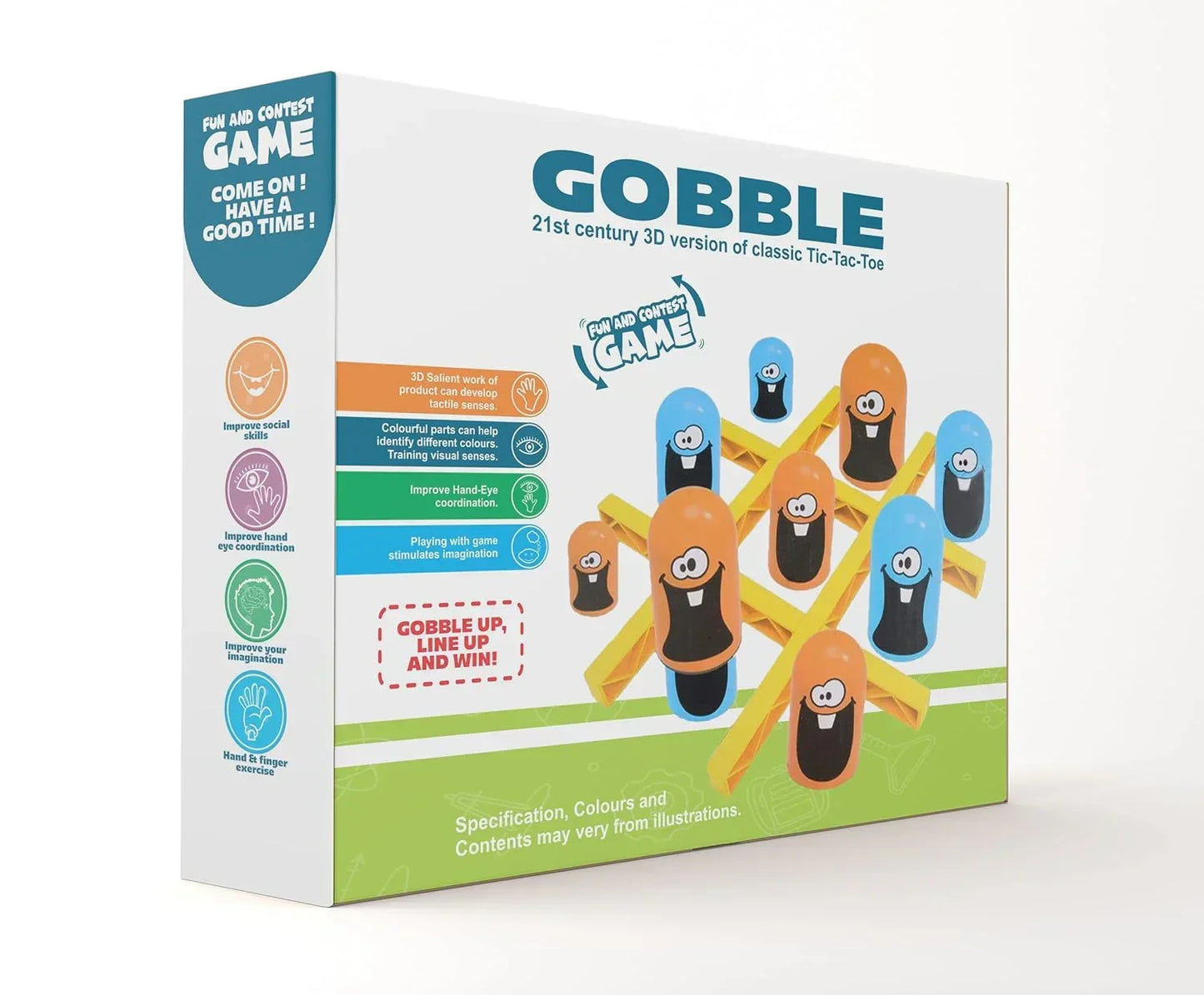 Tic Tac Toe Gobble Board Game | Fun Strategy Game for Kids 3+ | Classic XO Game with Cute Gobbler Pieces