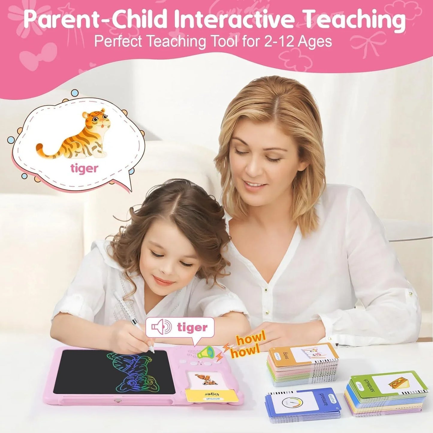 EARLY EDUCATION DEVICE - Talking Flash Cards with LCD Writing Tablet 2 in 1, Sensory Toys for Boys and Girls (Multicolor) - Jaiman Toys