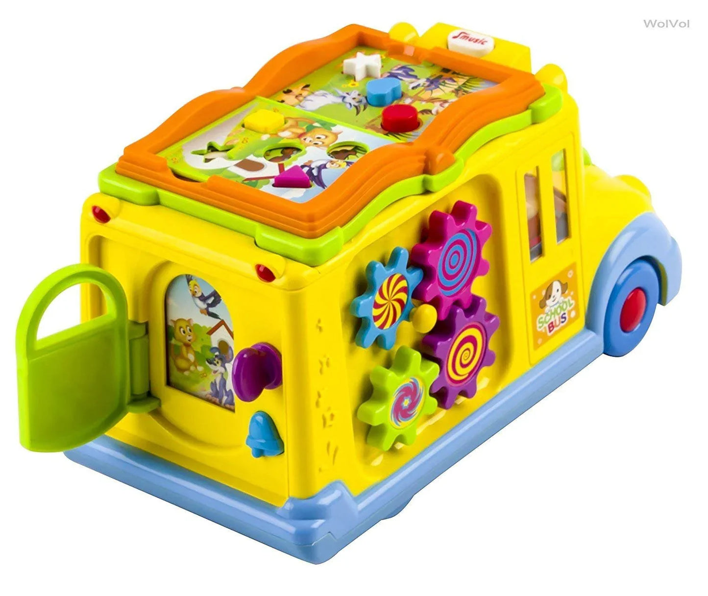 Intellectual School Bus Activity Toy Vehicle with Music, Sounds, and Lights (Multicolour) (Bus) - Jaiman Toys