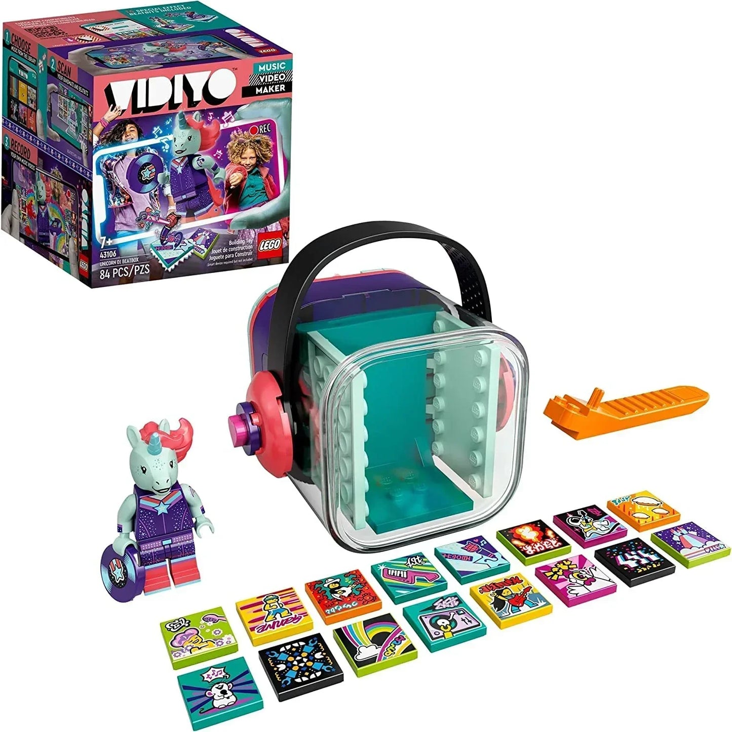 (Box Damage) Lego VIDIYO Unicorn DJ Beatbox 43106 Building Kit with Minifigure; Creative Kids Will Love Producing Music Videos Full of Songs, Dance Moves and Special Effects, New 2021 (84 Pieces) - Jaiman Toys