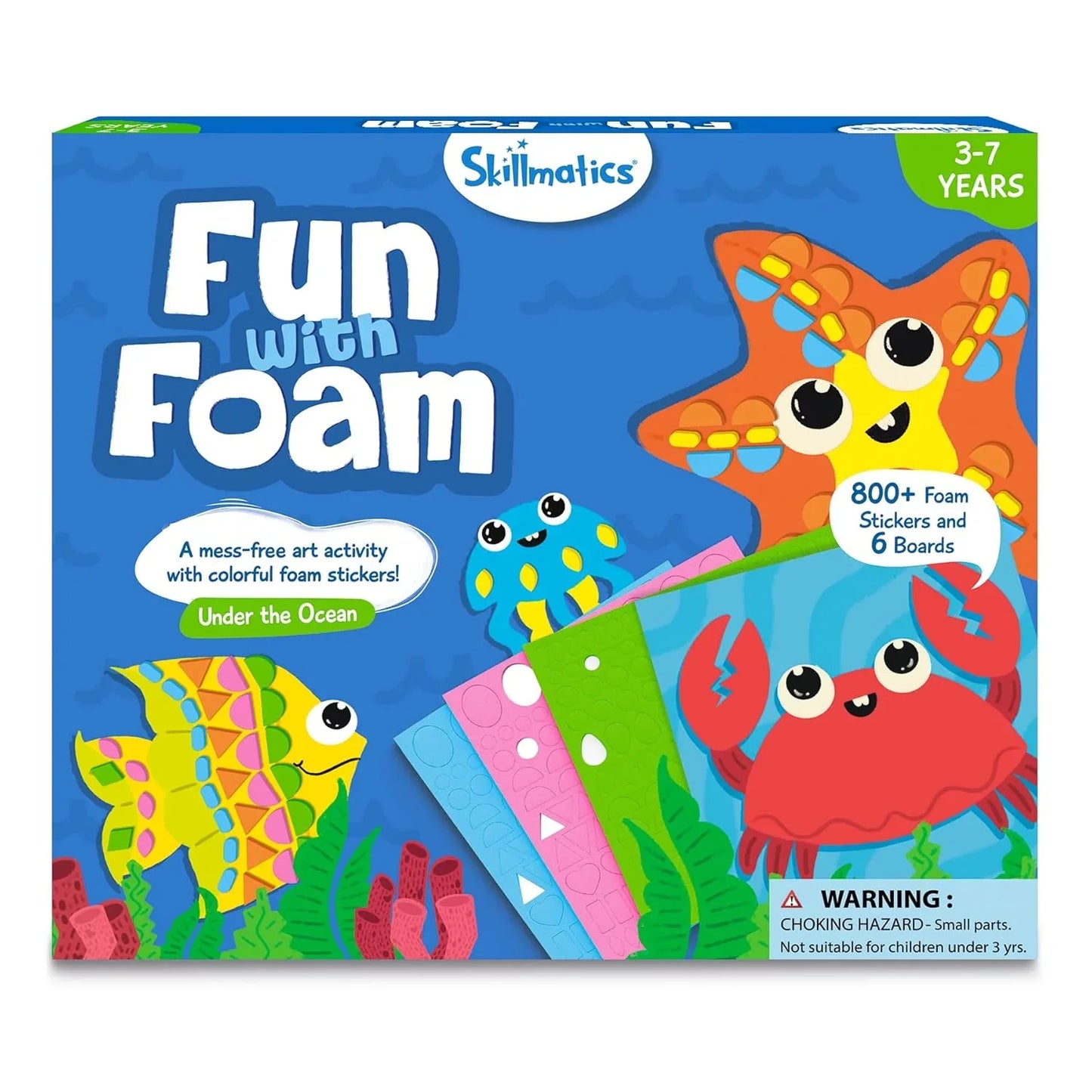 Skillmatics Art Activity - Fun with Foam Underwater Animals, No Mess Sticker Art for Kids, Craft Kits, DIY Activity, Gifts for Boys & Girls Ages 3, 4, 5, 6, 7, Travel Toys, Multicolor - Jaiman Toys