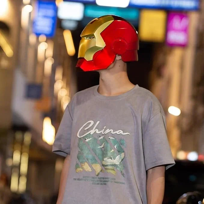 Iron Man LED Helmet Mask – Light-Up Eyes, 22” Ultimate Role-Play Costume for Kids & Adults - Jaiman Toys