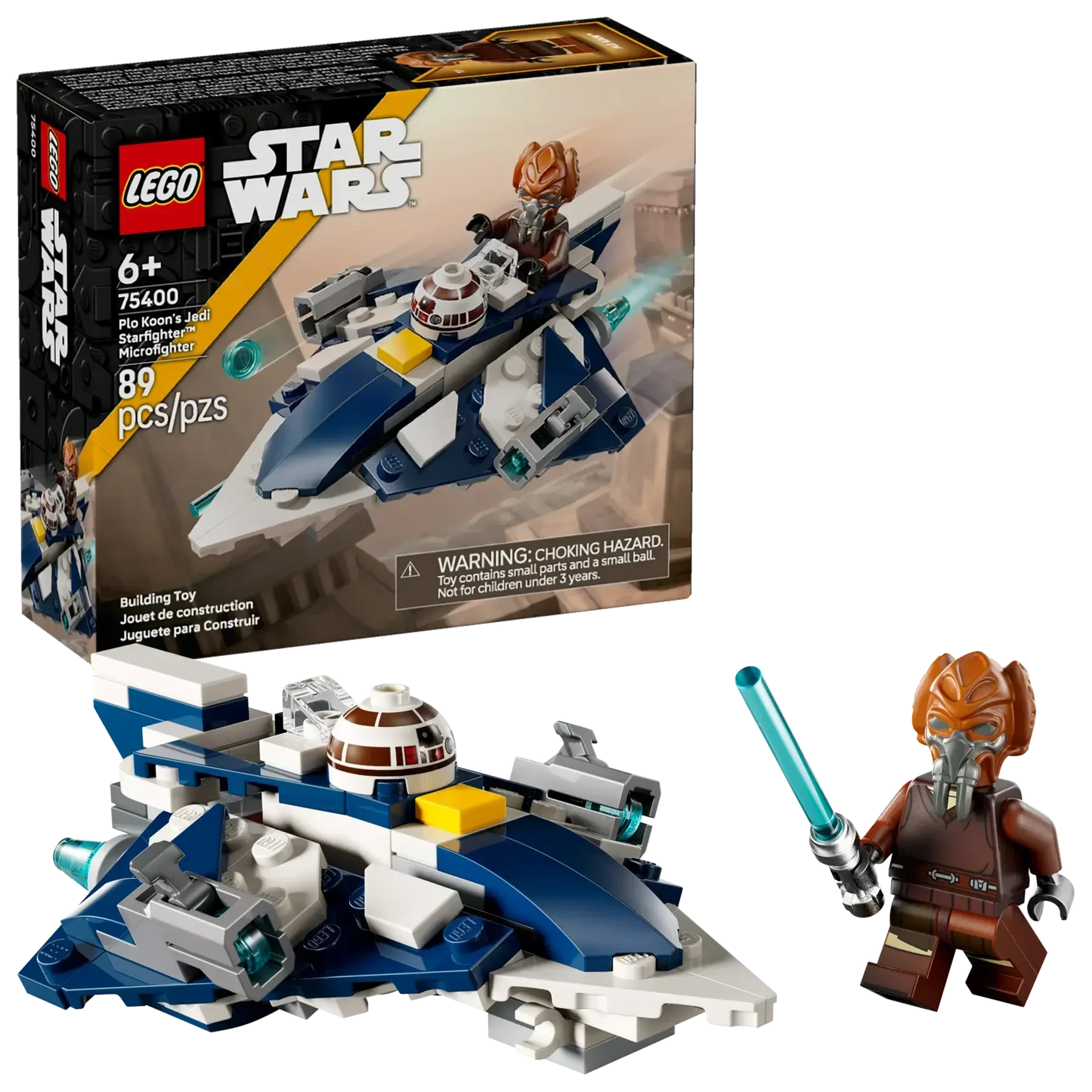 LEGO Star Wars PloKoons Jedi Starfighter Microfighter75400 Toy Building Set (89Pieces) with PloKoon Minifigure & R7D4 Droid Head - Jaiman Toys