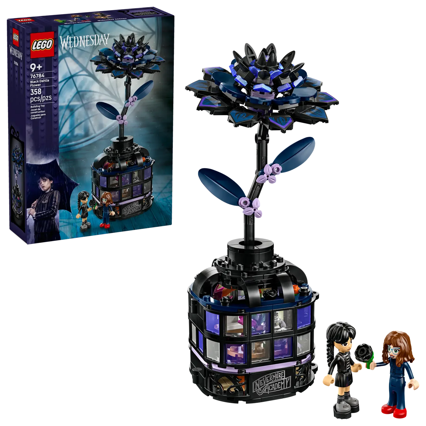 LEGO Wednesday 76784 Black Dahlia Flower 358Piece Gothic Greenhouse & Vase with 2 Minidolls (Ages 9+) - Jaiman Toys