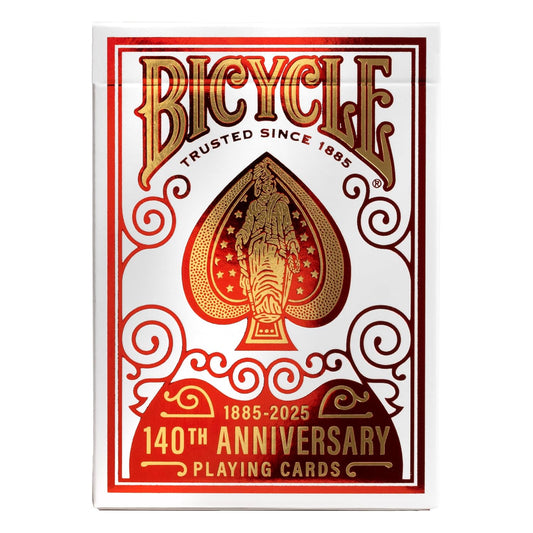 Bicycle 140th Anniversary Playing Cards – Red & Gold Metalluxe Foil Collectible Poker Deck
