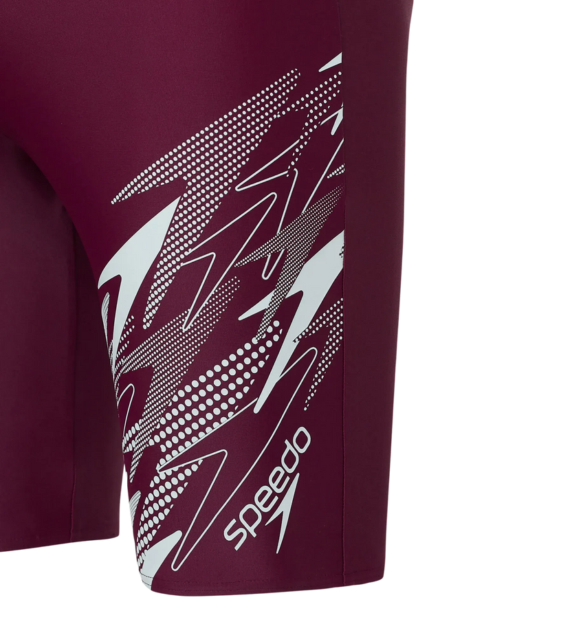 Speedo Men’s Medley Chlorine-Resistant Swimming Jammer with UPF 40+ & Drawstring Waist – Chockaberry & Evening Grey