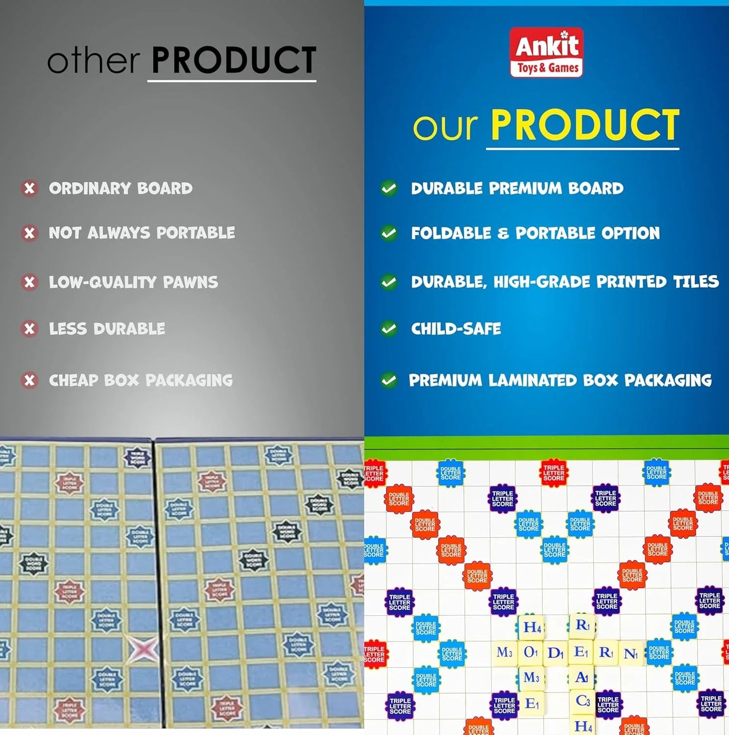 Ankit Toys Crossword Board Game – 38×38 cm Word-Building Game for Kids & Families