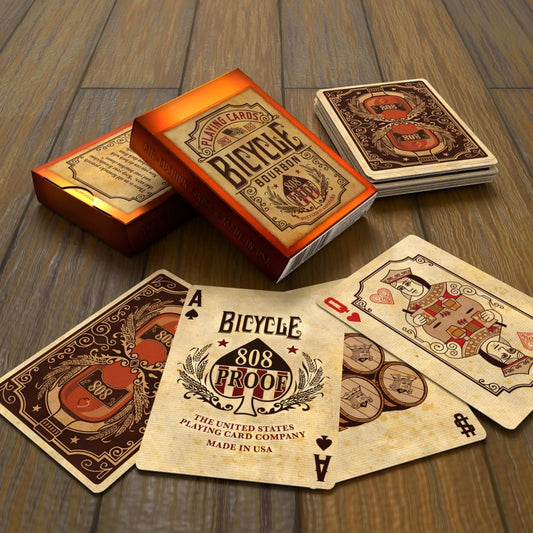 Bicycle Bourbon Playing Cards – Vintage Poker Deck with Air-Cushion Finish & Copper Foil Tuck Box