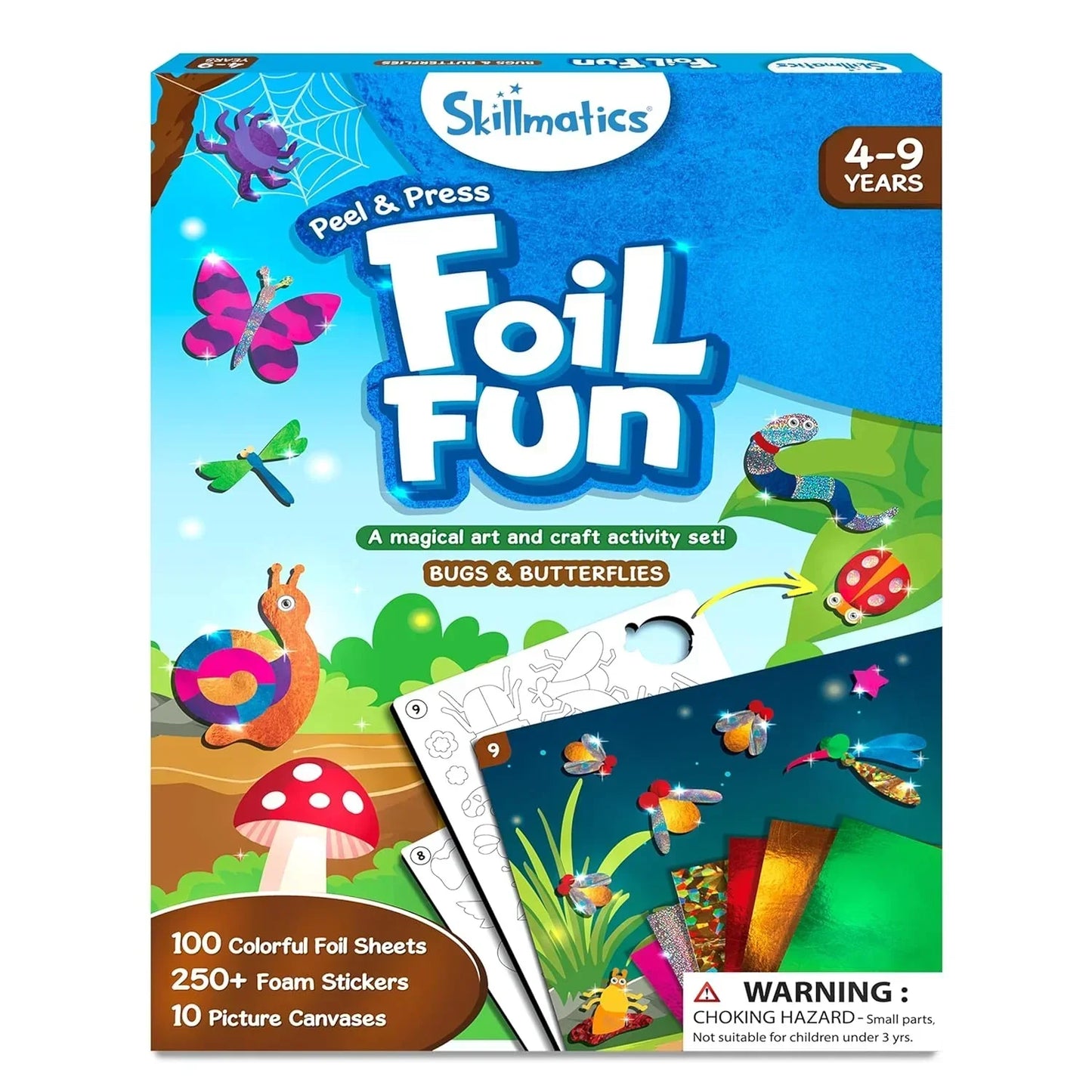 Skillmatics Art & Craft Activity - Foil Fun Bugs & Butterflies, No Mess Art for Kids, Craft Kits & Supplies, DIY Creative Activity, for Boys & Girls Ages 4, 5, 6, 7, 8, 9, Travel Toys - Jaiman Toys