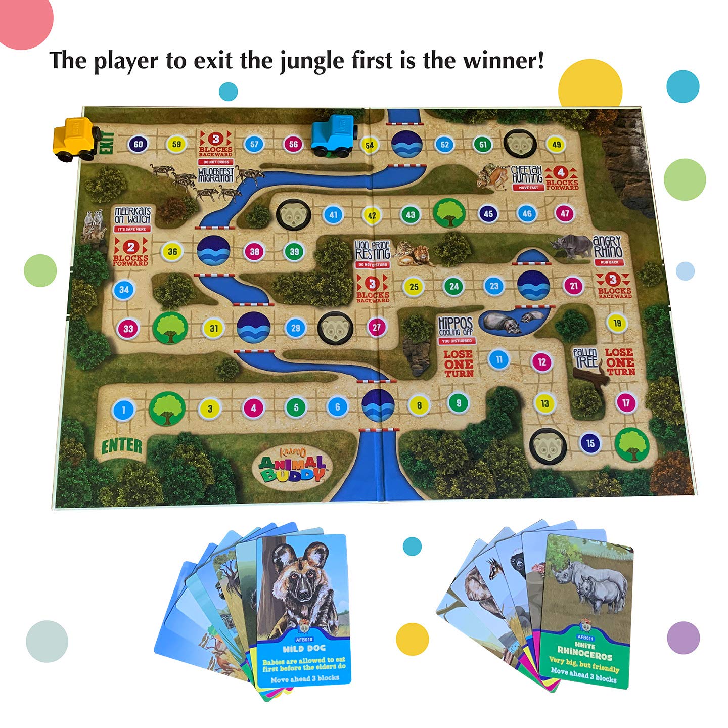 KAADOO Animal Buddy Africa Edition Board Game | Educational Wildlife Discovery Game for Kids 4+ Years | Learn African Animals Through Play | 2 Player Family Board Game | Made in India