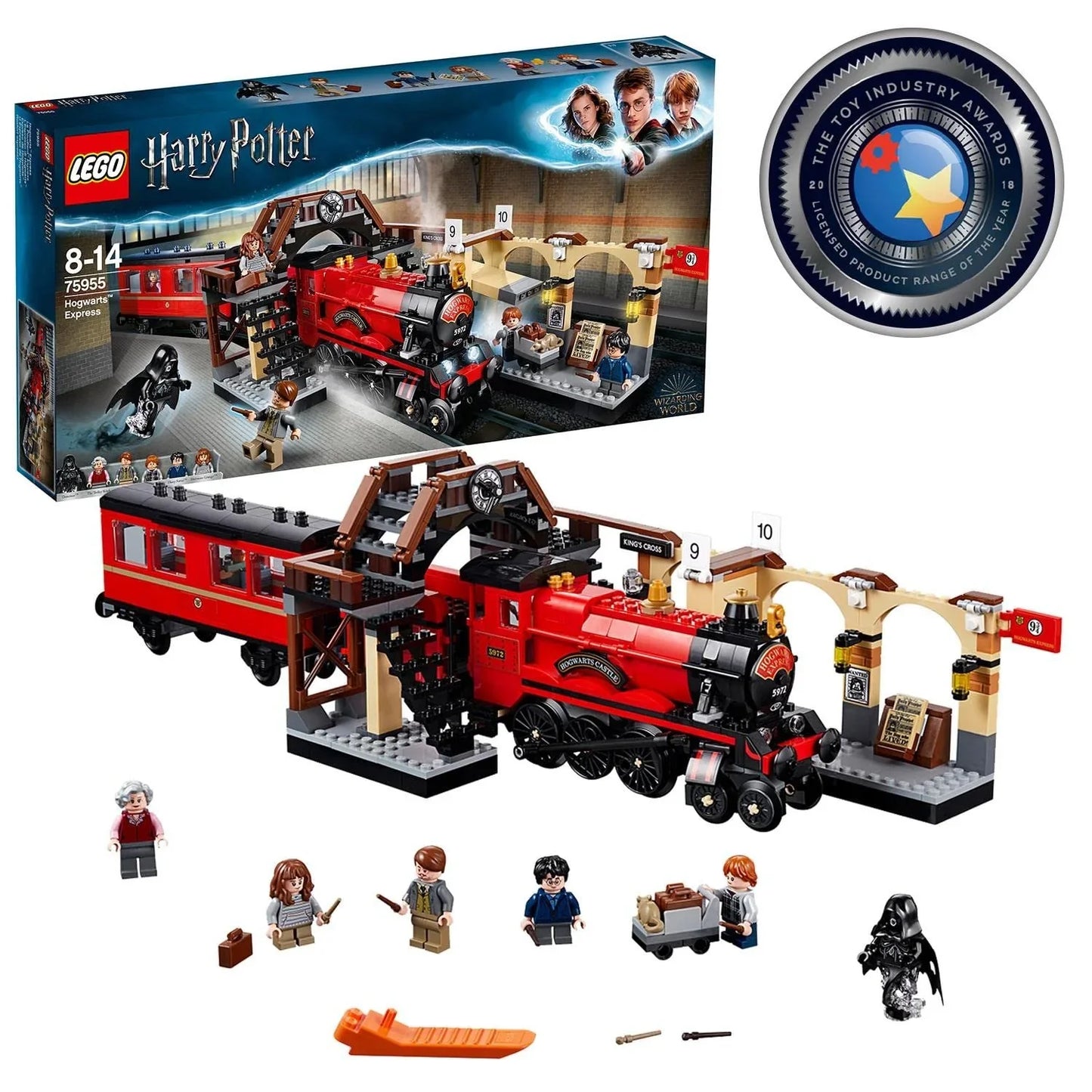 LEGO Harry Potter Hogwarts Express 75955 Toy Train Building Set Includes Model Train and Harry Potter Minifigures Hermione Granger and Ron Weasley (801 Pieces) - Jaiman Toys