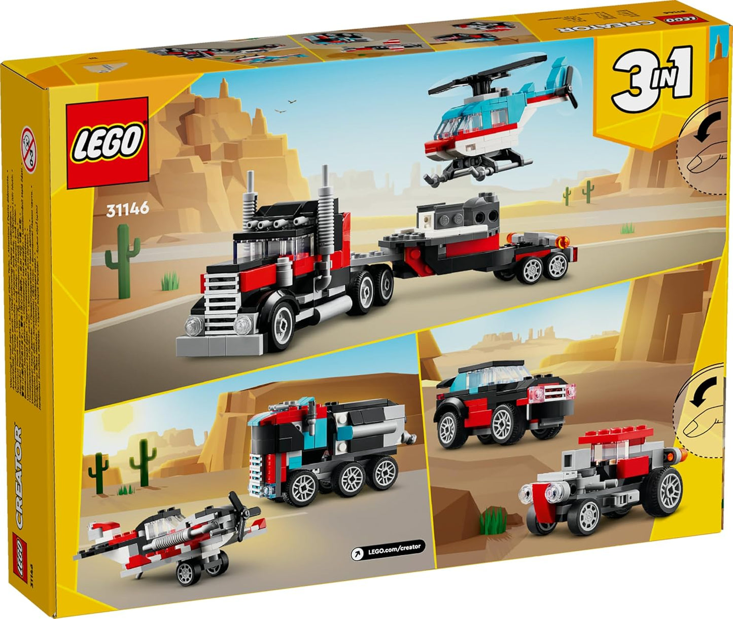 LEGO Creator Flatbed Truck with Helicopter Toy 31146 (270 Pieces)