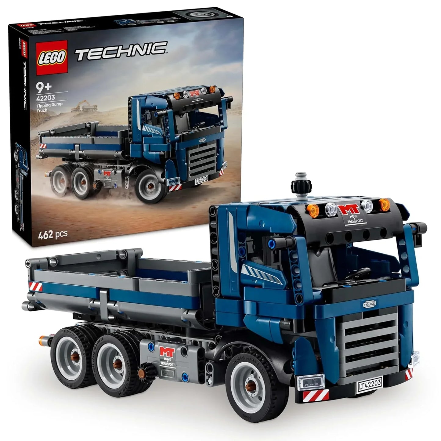 LEGO Technic Tipping Dump Truck Toy, Blue Construction Vehicle Set 42203 Building Blocks Toys for 9+ Gift for Boys and Girls - Jaiman Toys