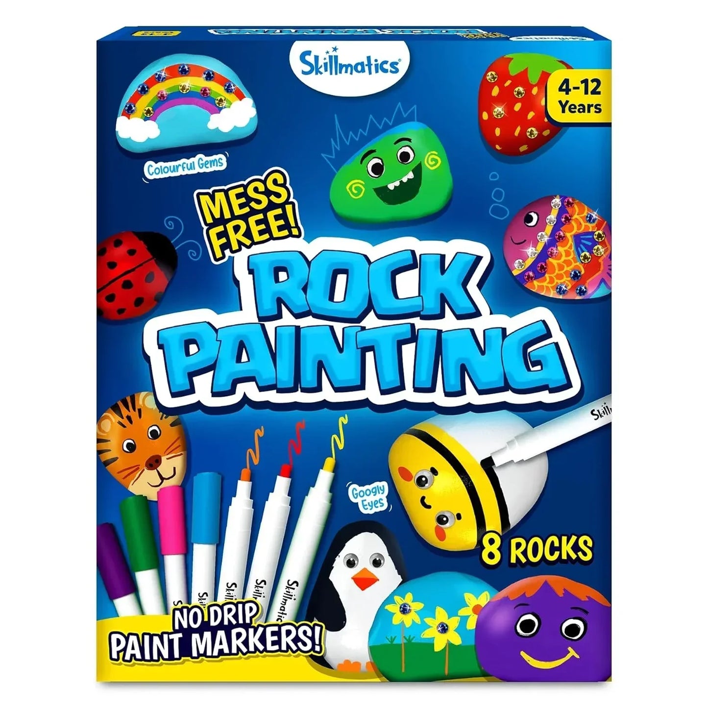 Skillmatics Rock Painting Kit - Mess-Free Art & Craft Activity For Girls & Boys, Craft Kits & Supplies, Diy Creative Activity, Gifts For Kids Ages 4, 5, 6, 7, 8, 9, 10, 11, 12, Multicolor - Jaiman Toys