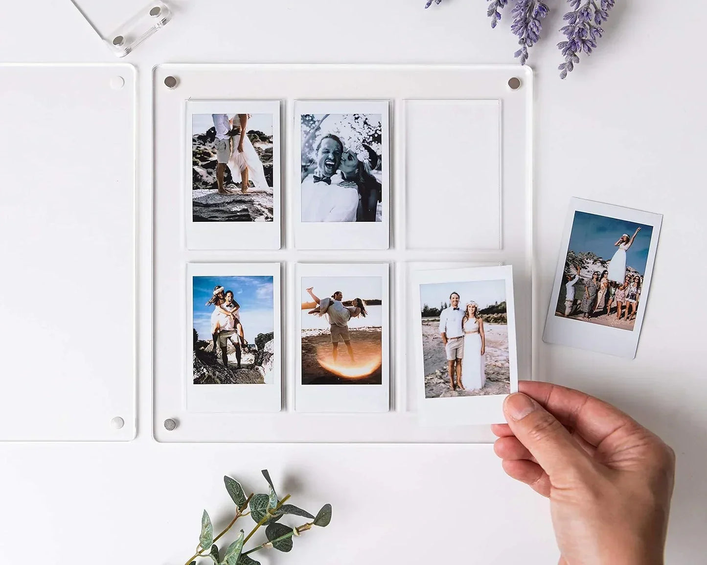 Acrylic Magnetic Photo Frame 8x8" β Sleek Display for Instax Mini Prints, Postcards & Keepsakes - Jaiman Toys