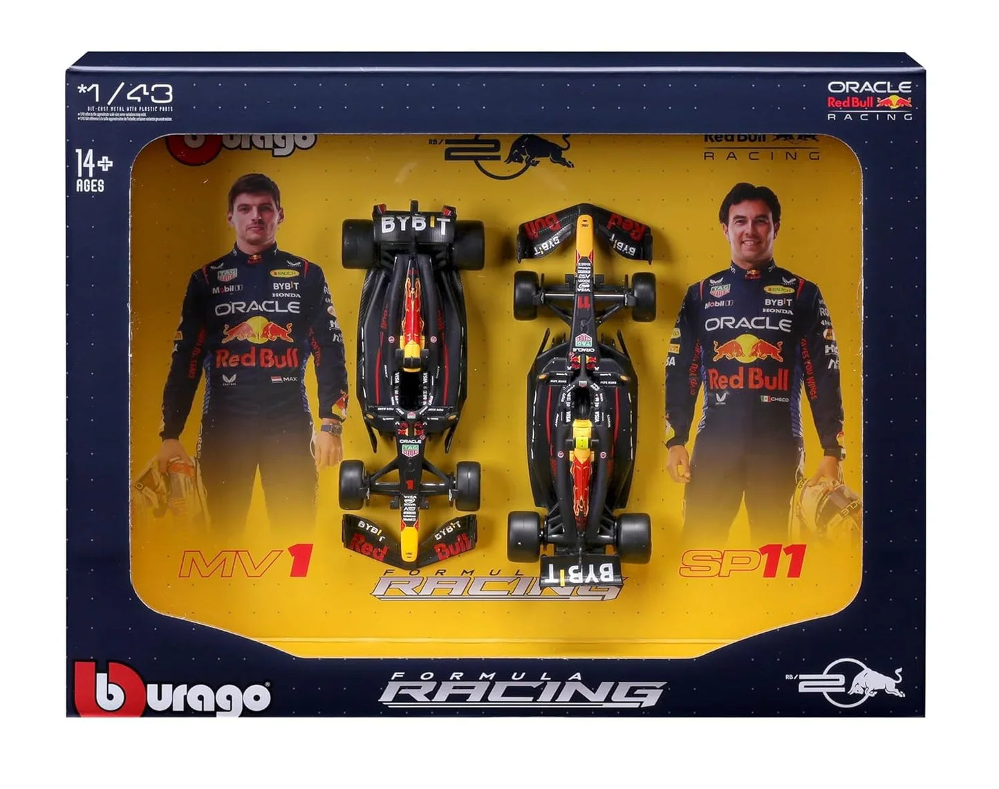 Bburago 2024 Oracle Red Bull Formula F1 Racing Team RB20 Set of 2 Cars 1:43 Die Cast Scale Miniature Model Cars, with Photo Frame Packaging - Jaiman Toys