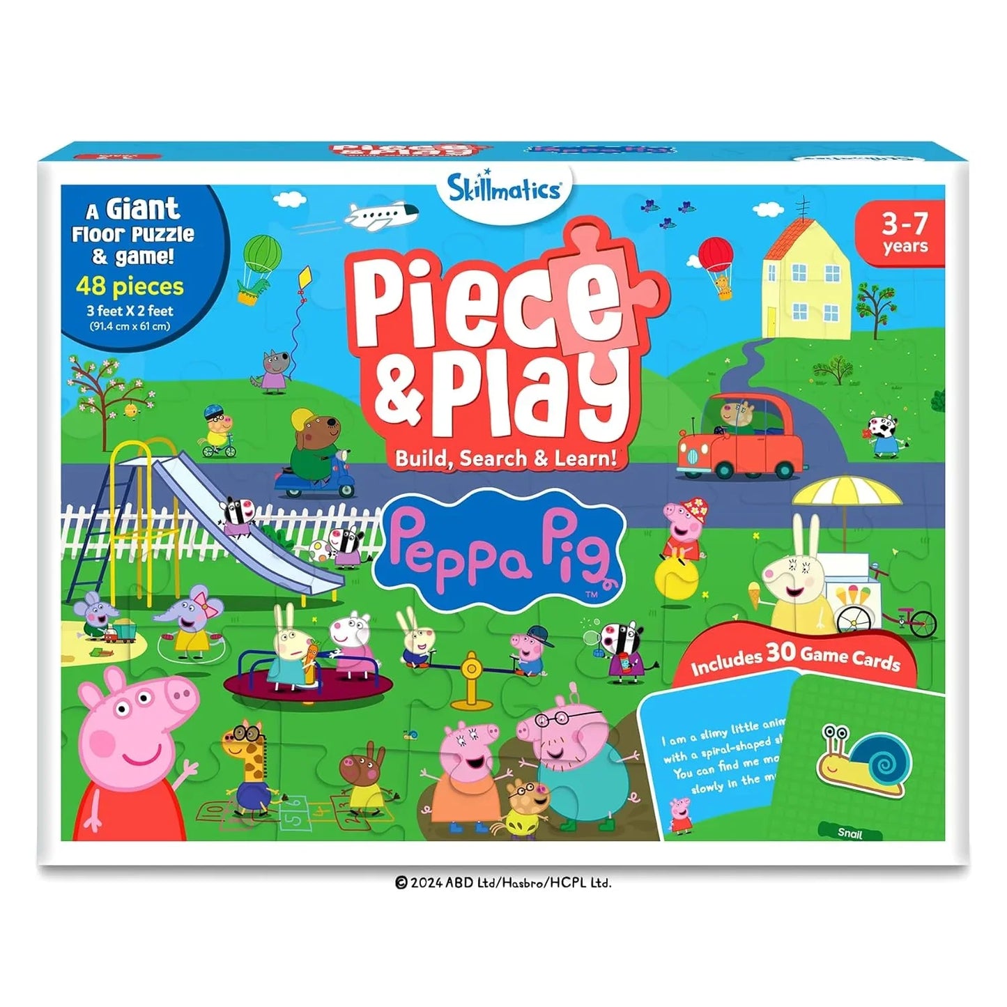 Skillmatics Peppa Pig Floor Puzzle & Game - Piece & Play, Jigsaw & Toddler Puzzles, Educational Toy, Gifts for Girls & Boys Ages 3, 4, 5, 6, 7 (48 Pieces, 3 x 2 feet) - Jaiman Toys