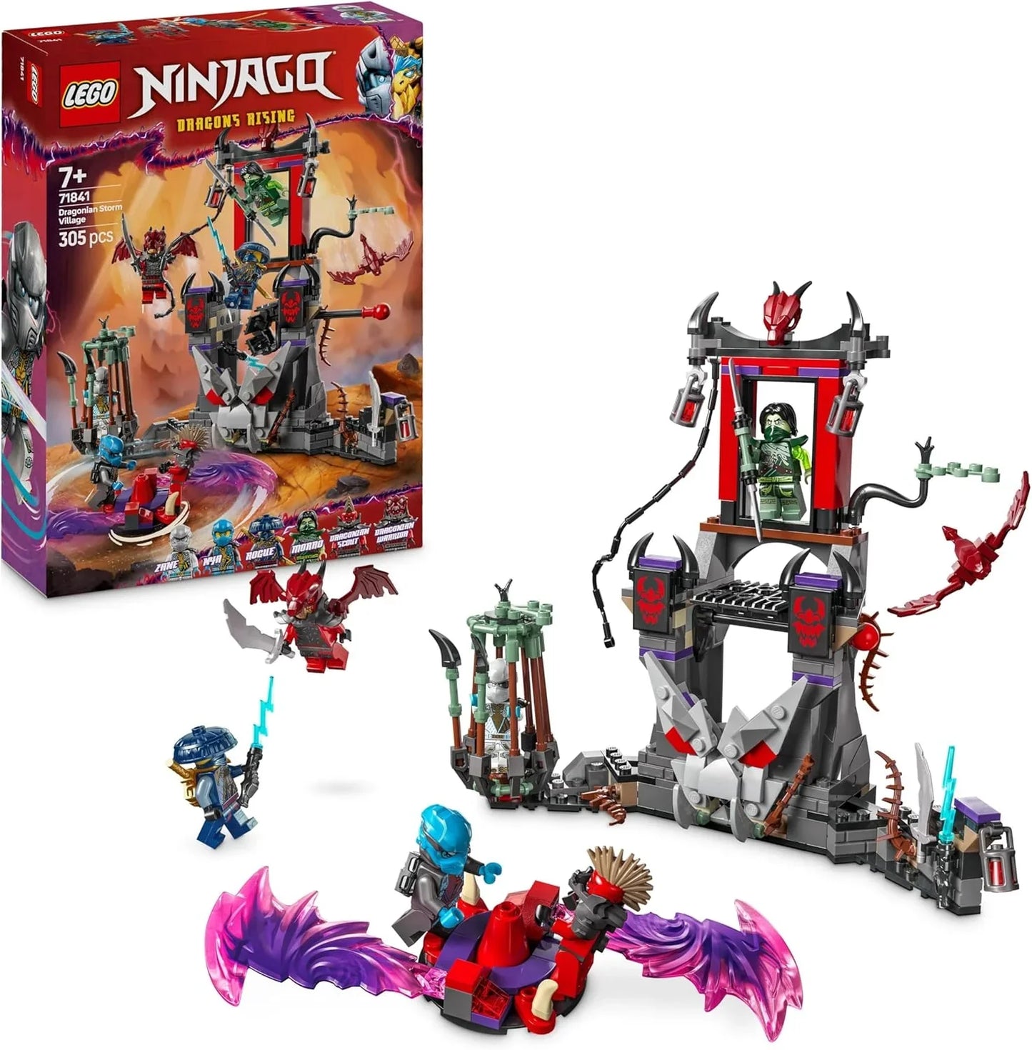 LEGO NINJAGO Dragonian Storm Village Battle Arena Playset, Building Kit for Kids with 6 Minifigures and a Spinner Toy, Birthday Gift Idea for Boys and Girls Aged 7 Years Old and Over 71841 - Jaiman Toys