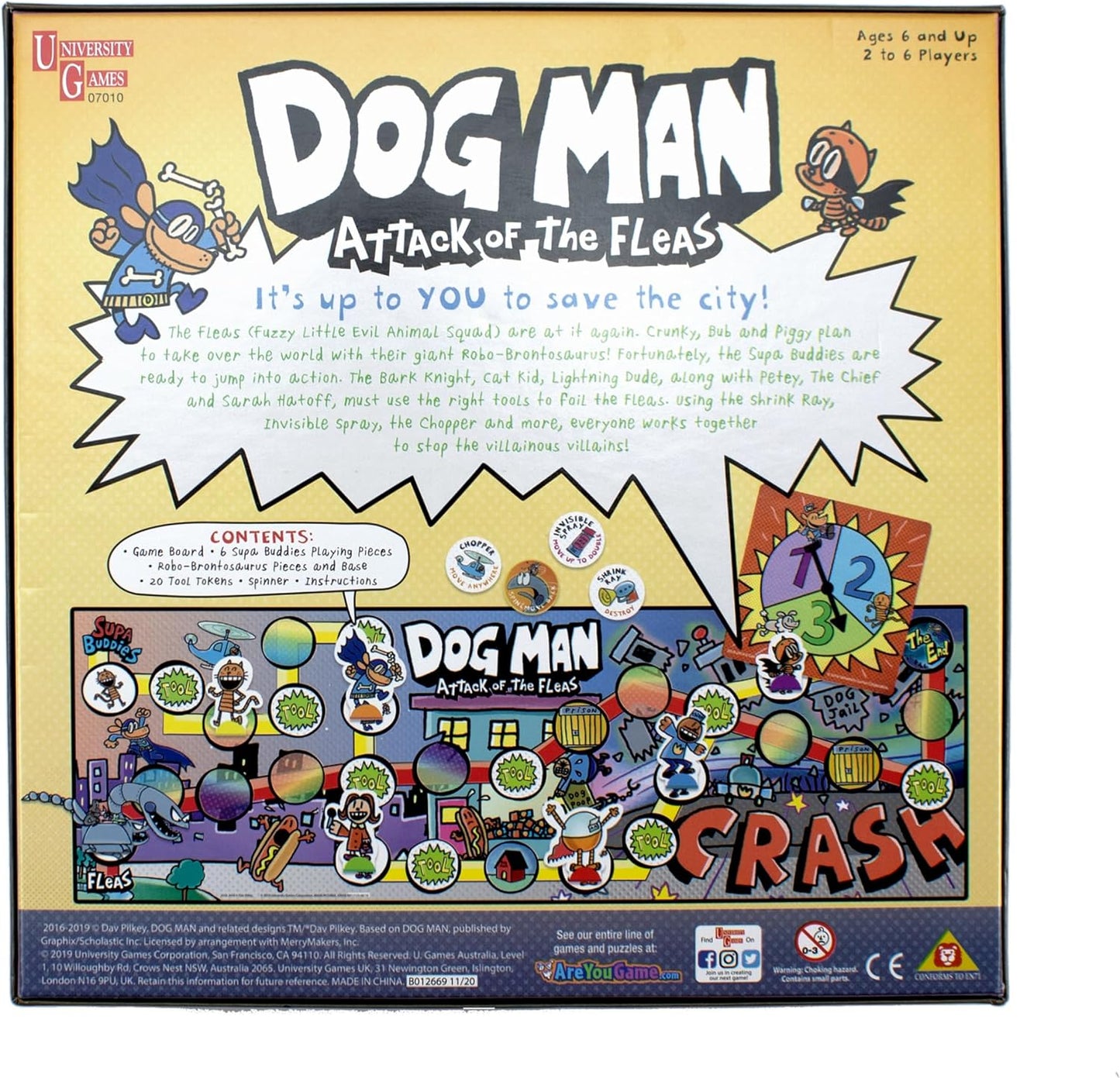 Dog Man: Attack of the Fleas Board Game | Family Strategy Game for 2–6 Players Ages 7+ | University Games