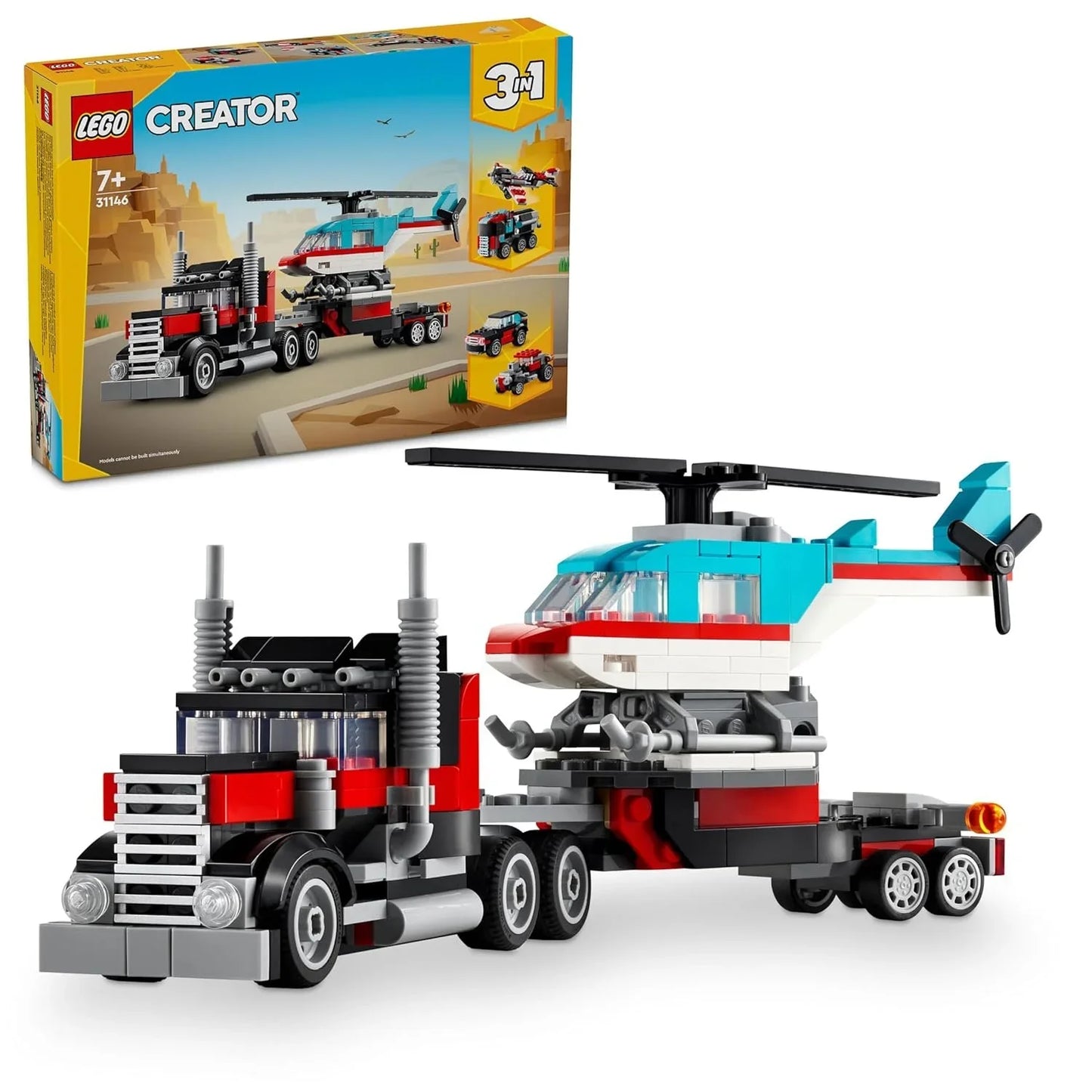 LEGO Creator Flatbed Truck with Helicopter Toy 31146 (270 Pieces) - Jaiman Toys