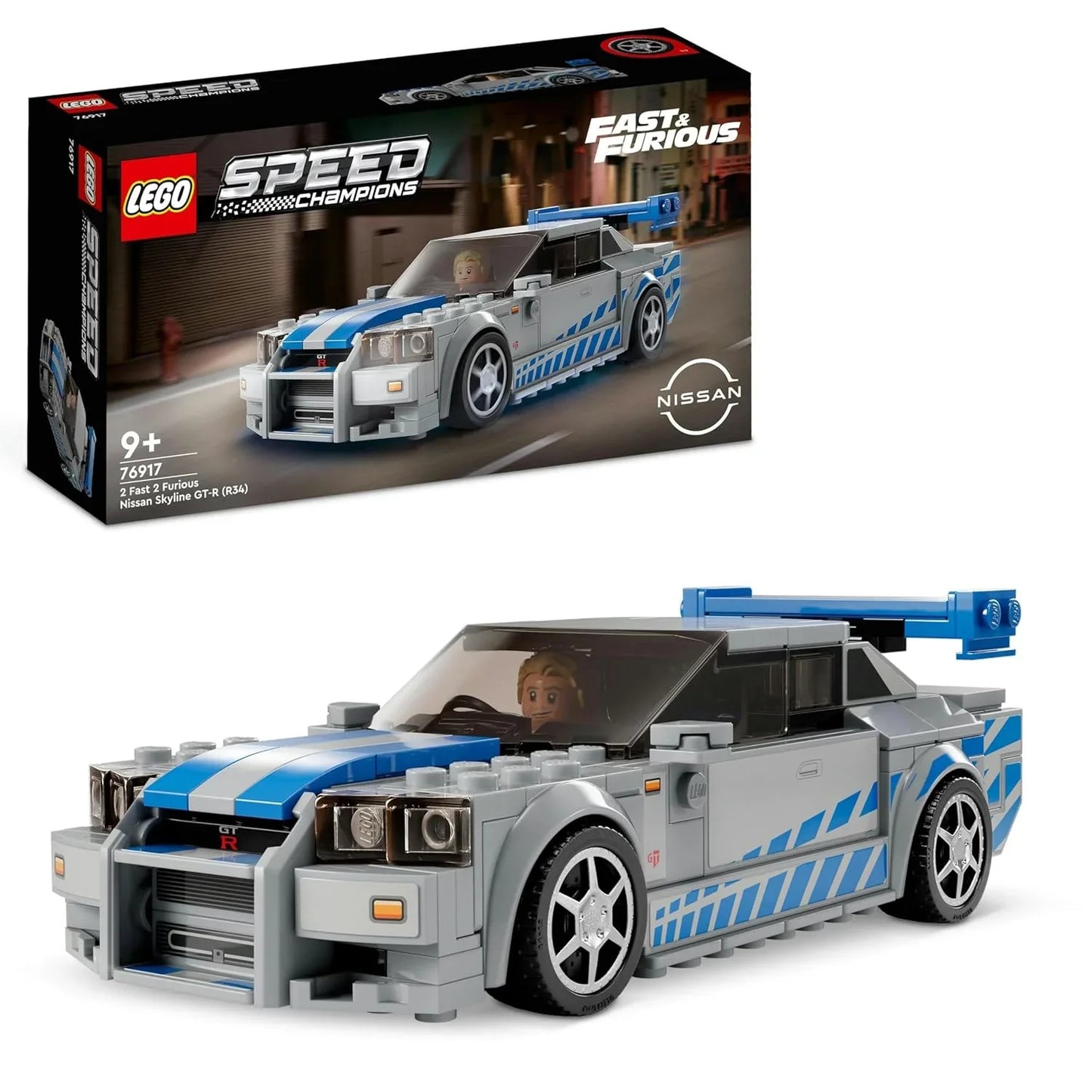 LEGO 76917 Speed Champions 2 Fast 2 Furious Nissan Skyline GT-R (R34) 319 Pieces - Jaiman Toys