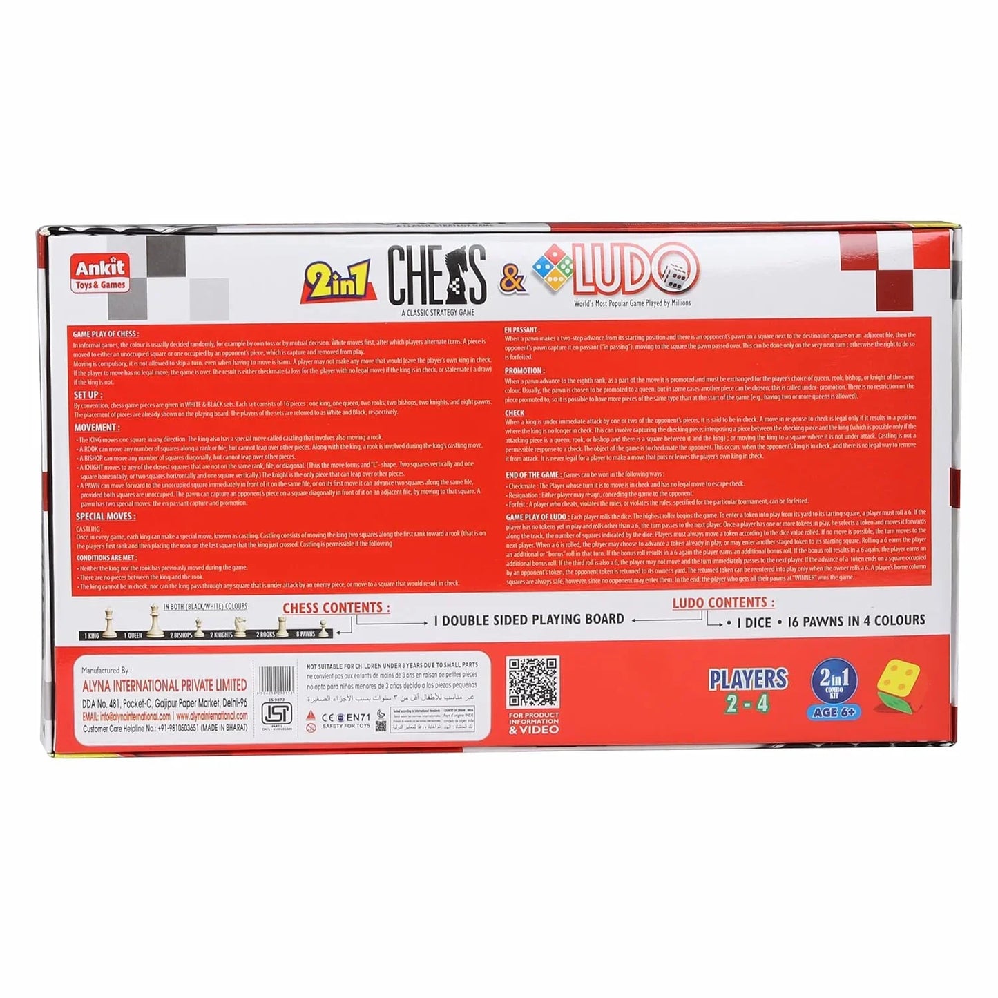 Ankit Toys 2-in-1 Chess & Ludo Board Game – 38×38 cm Family Game Set