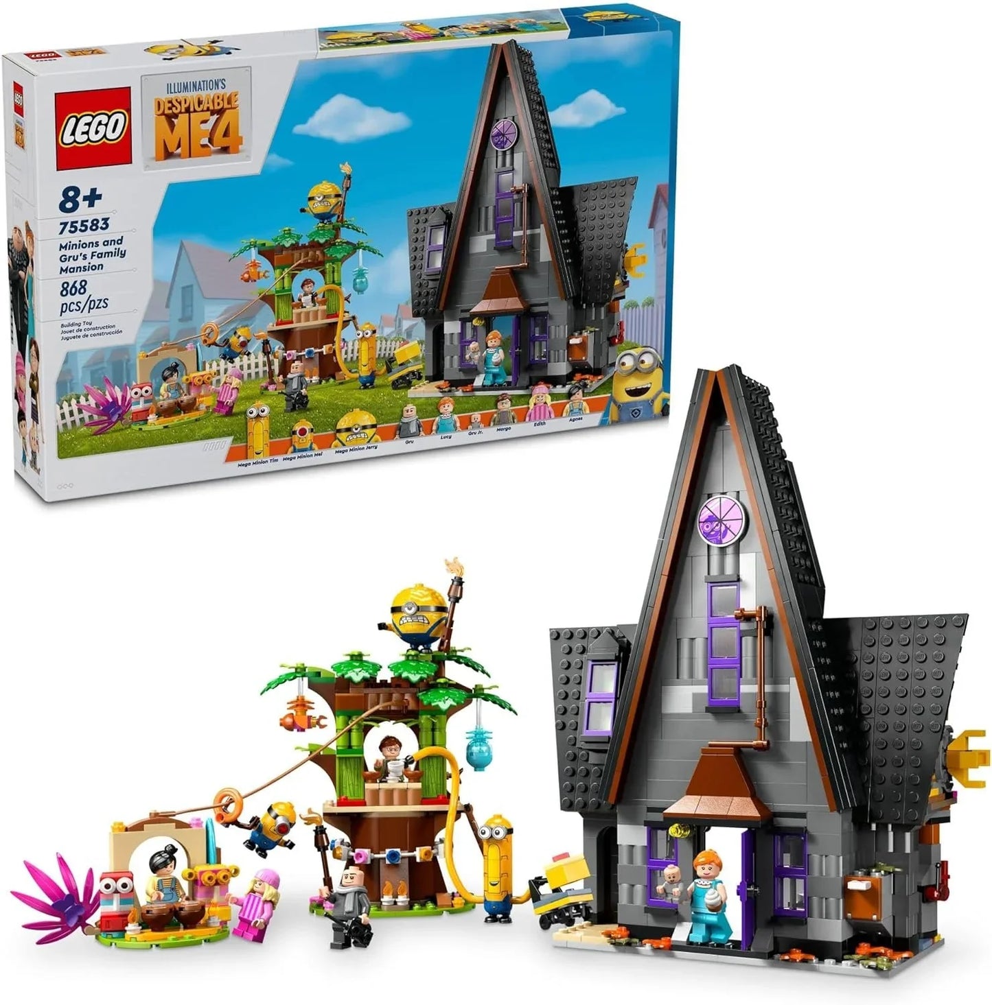 (Box Damage)LEGO Despicable Me 4 Minions and Gru's Family Mansion, Minions Toy House and Tree Playset from Movie, Fun Despicable Me Toy, Creative Gift for Boys and Girls Aged 8 and Up, 75583 - Jaiman Toys
