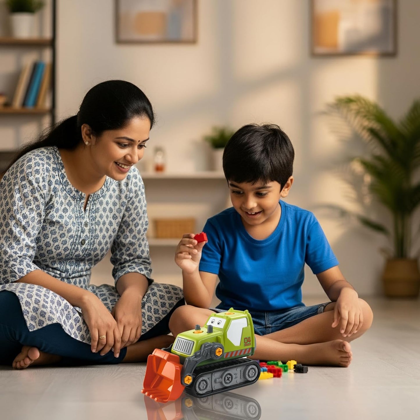 ThinkerPlace 2-in-1 Electric Detachable Bulldozer | Motorized Construction Vehicle Toy with Interchangeable Parts | DIY Assembly Engineering Set for Kids