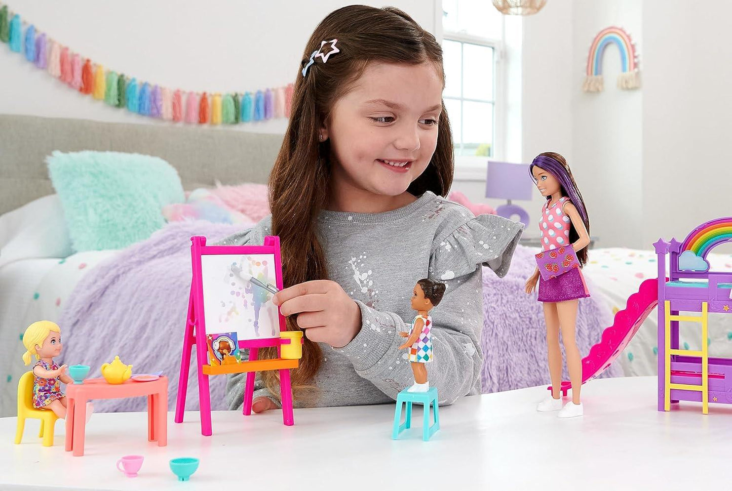 Barbie Skipper Babysitters Inc.™ Ultimate Daycare Playset with 3 Dolls, Furniture & 15+ Accessories, Includes Bunk Beds & Color-Change Easel - Jaiman Toys
