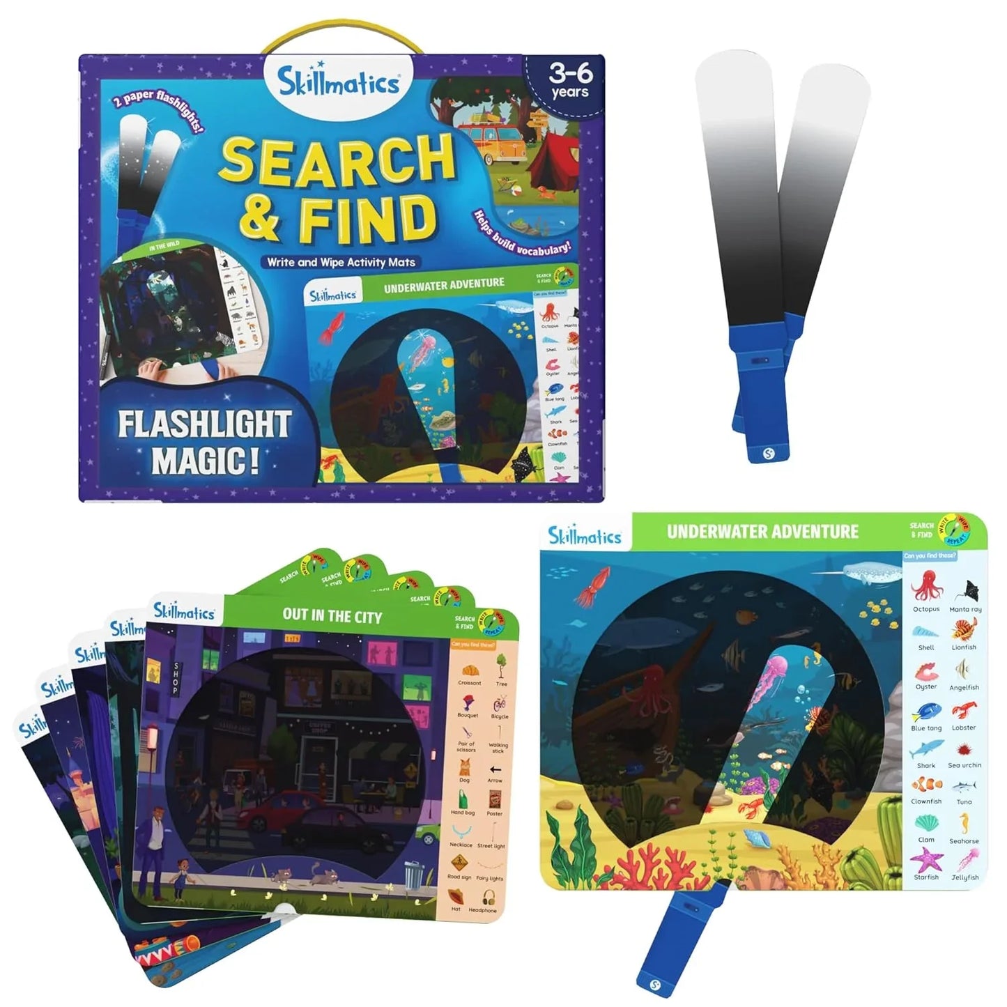 Skillmatics Preschool Learning Activity - Search and Find Flashlight Magic, Educational Game for Kids, Toddlers Who Love Toys, Art & Craft Activities, Gifts for Girls and Boys Ages 3, 4, 5, 6 - Jaiman Toys